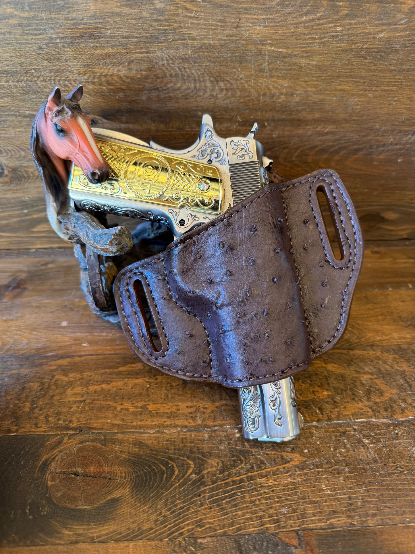 Dark brown ostrich skin holster (1911)