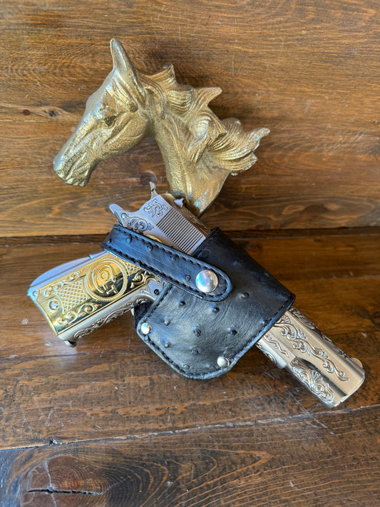 Black/chrome  ostrich skin luxury compact holster (1911)