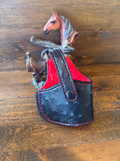Black/Red Ostrich skin compact holster (Glock)