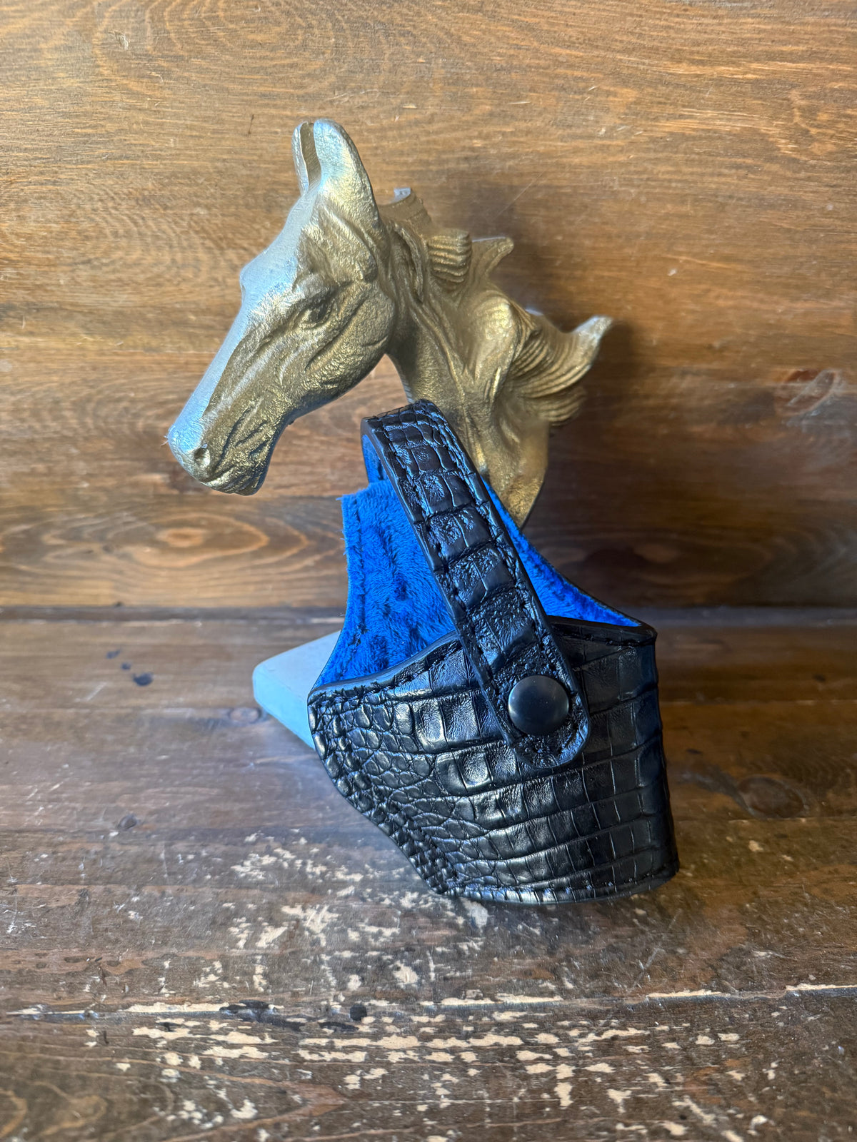 Black/Blue crocodile belly compact holster ( 1911, High Power )