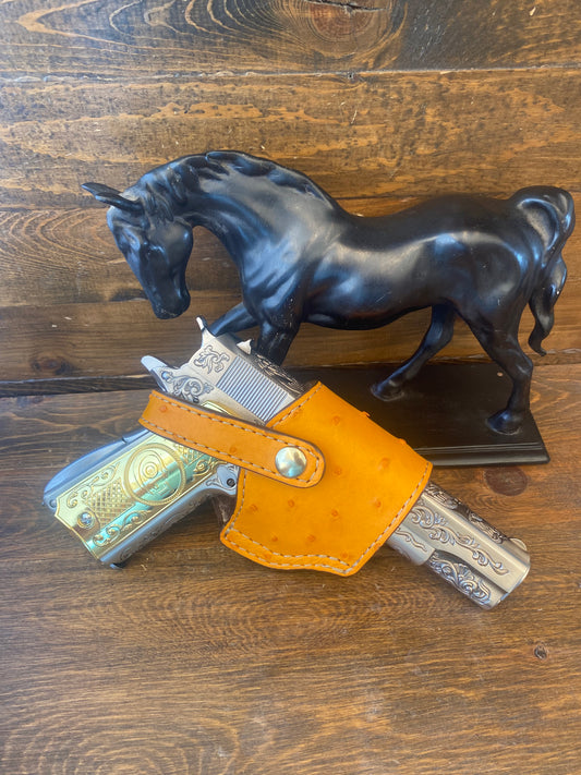 Honey color ostrich skin compact holster (1911)