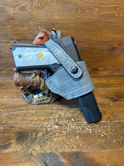 Gray/Black Alligator belly compact holster (1911) ( High-Power )