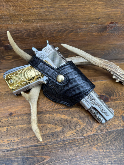 Black/Gold crocodile belly compact holster (1911)