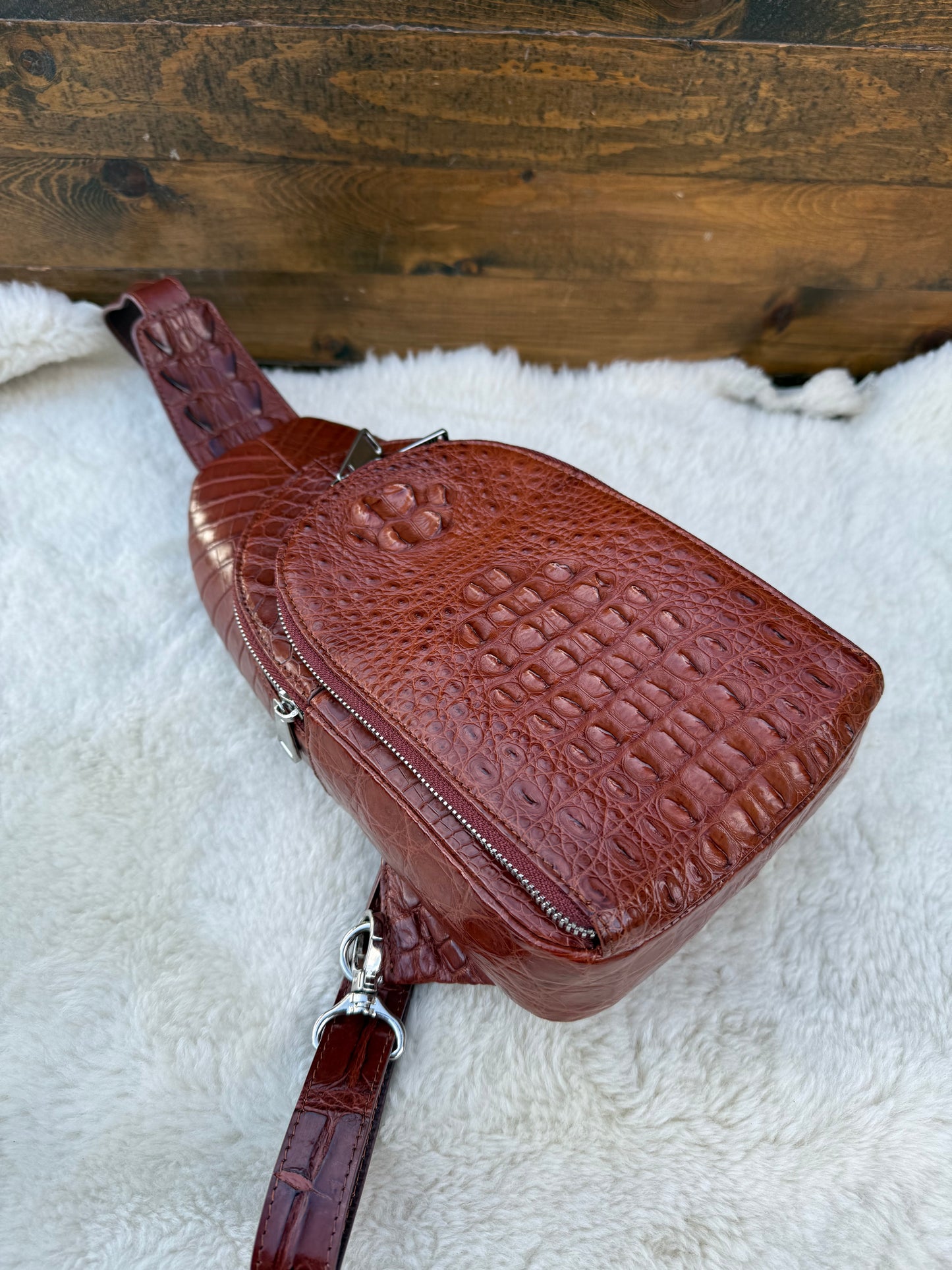 Conac Crocodile skin Deluxe sling bag