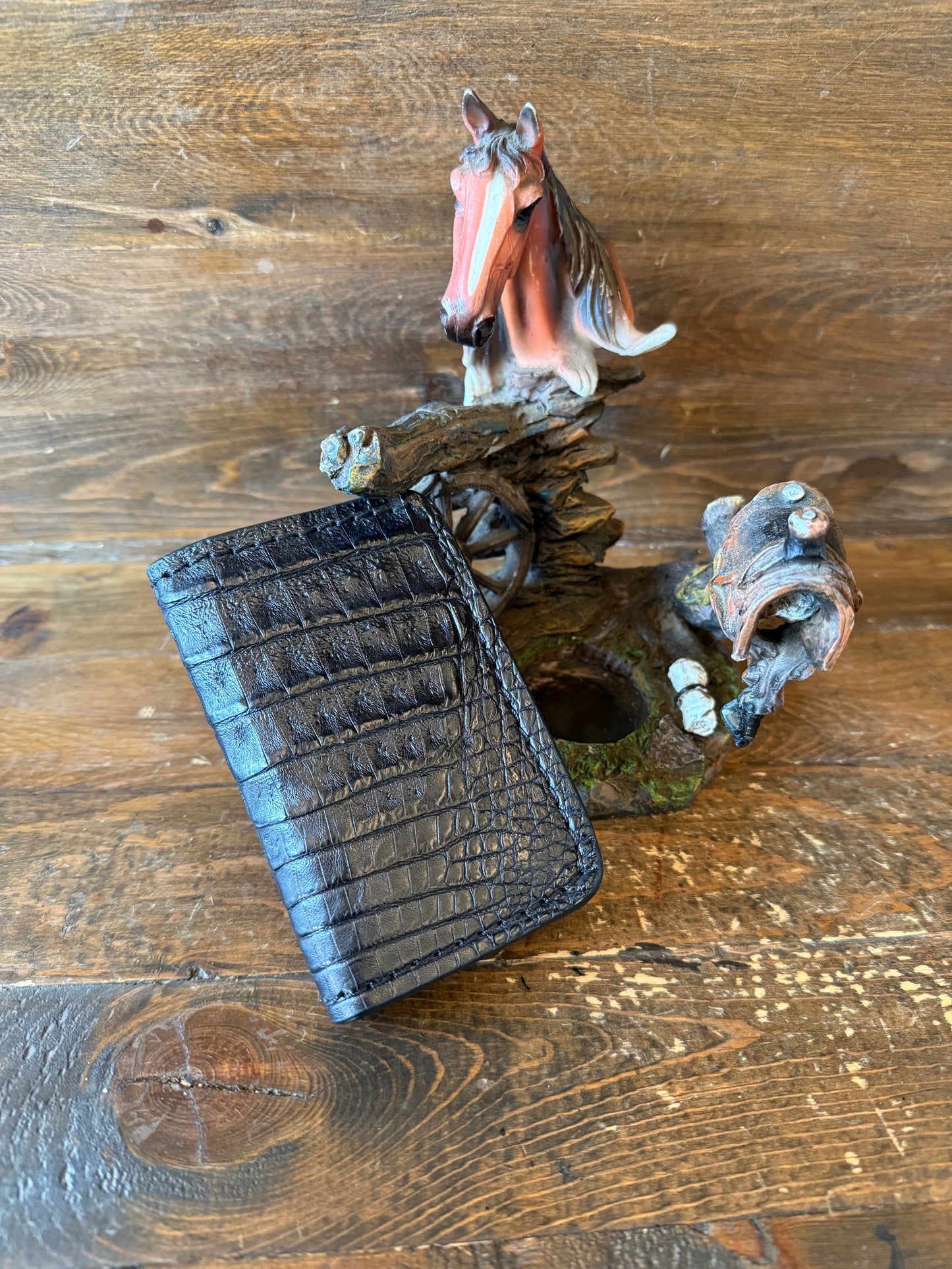Black crocodile skin  compact  wallet