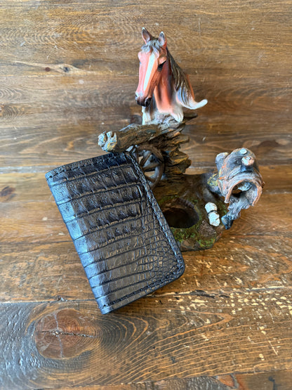 Black crocodile skin  compact  wallet