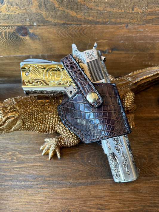 Brown alligator belly compact holster (1911)