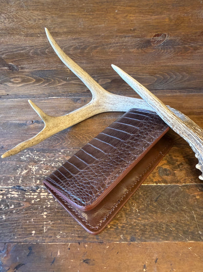 Chocolate Brown Crocodile Belly Rodeo long Wallet