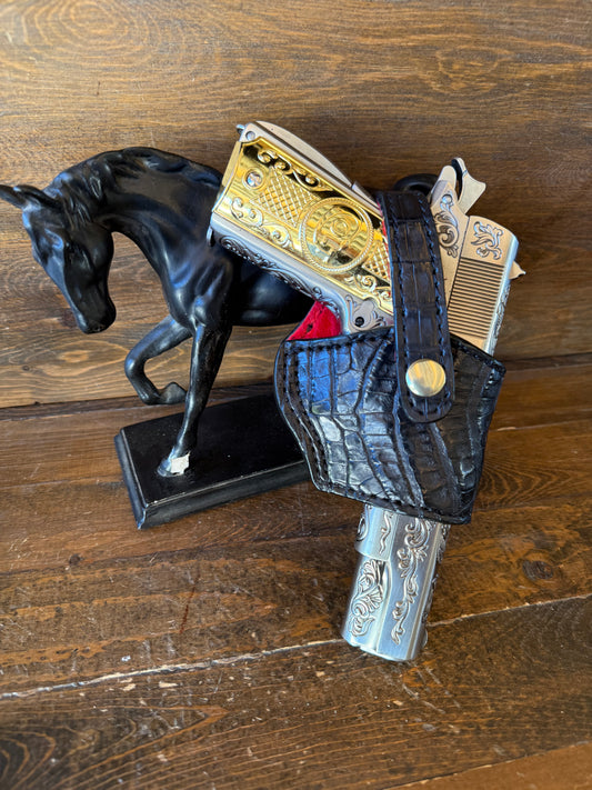 Black/red crocodile belly skin compact holster (1911)