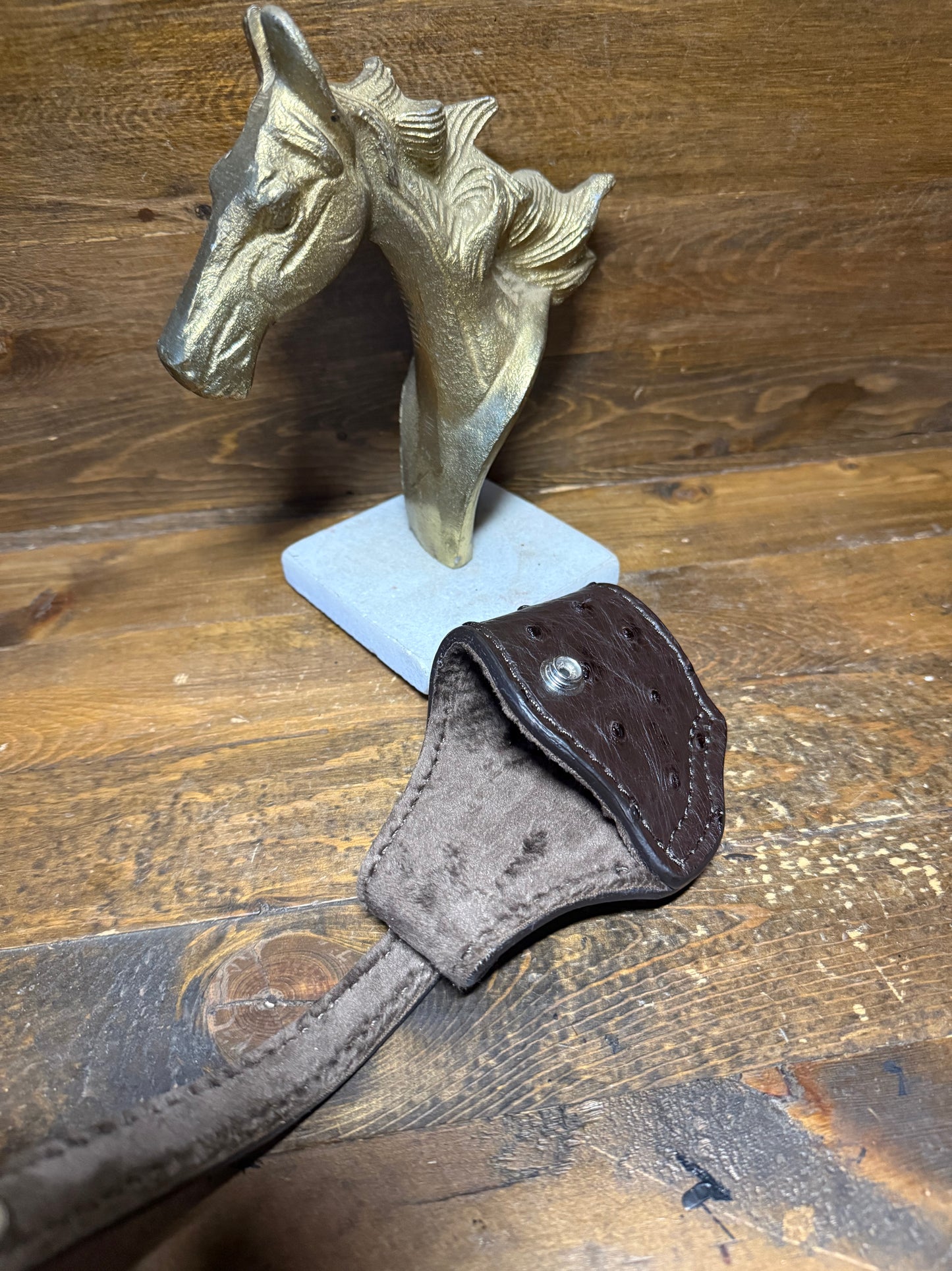 Nicotine Brown/Chrome ostrich skin compact holster ( 1911 ) ( High-Power )