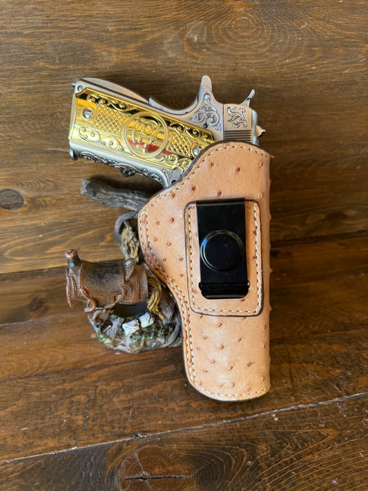 Honey color ostrich skin IWB holster 5” ( 1911 )