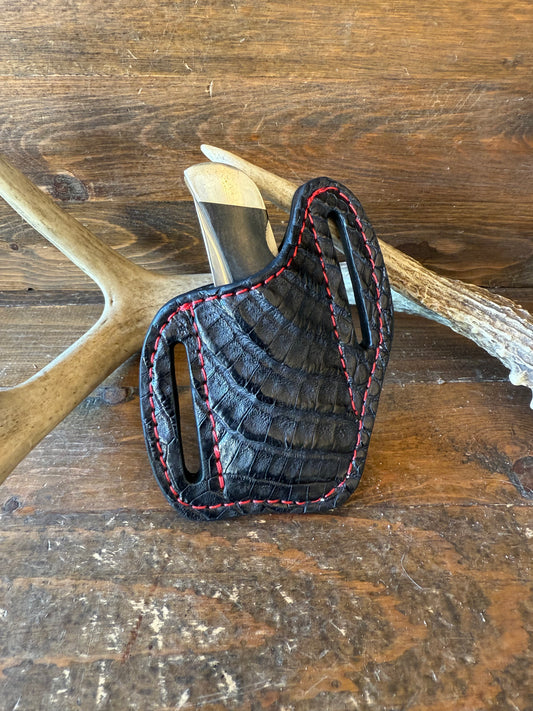 Black/red crocodile skin knife sheath