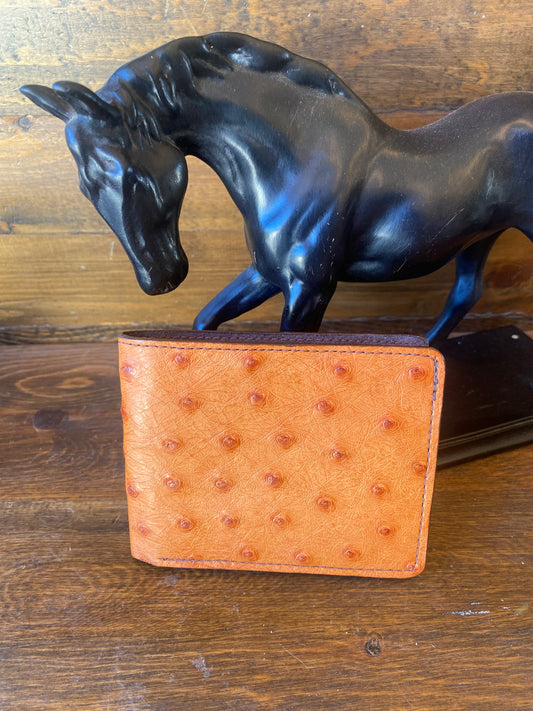 Tangerine full ostrich wallet