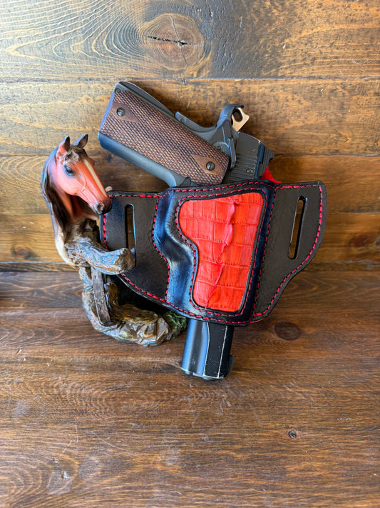 Red/black crocodile tail luxury holster (1911)