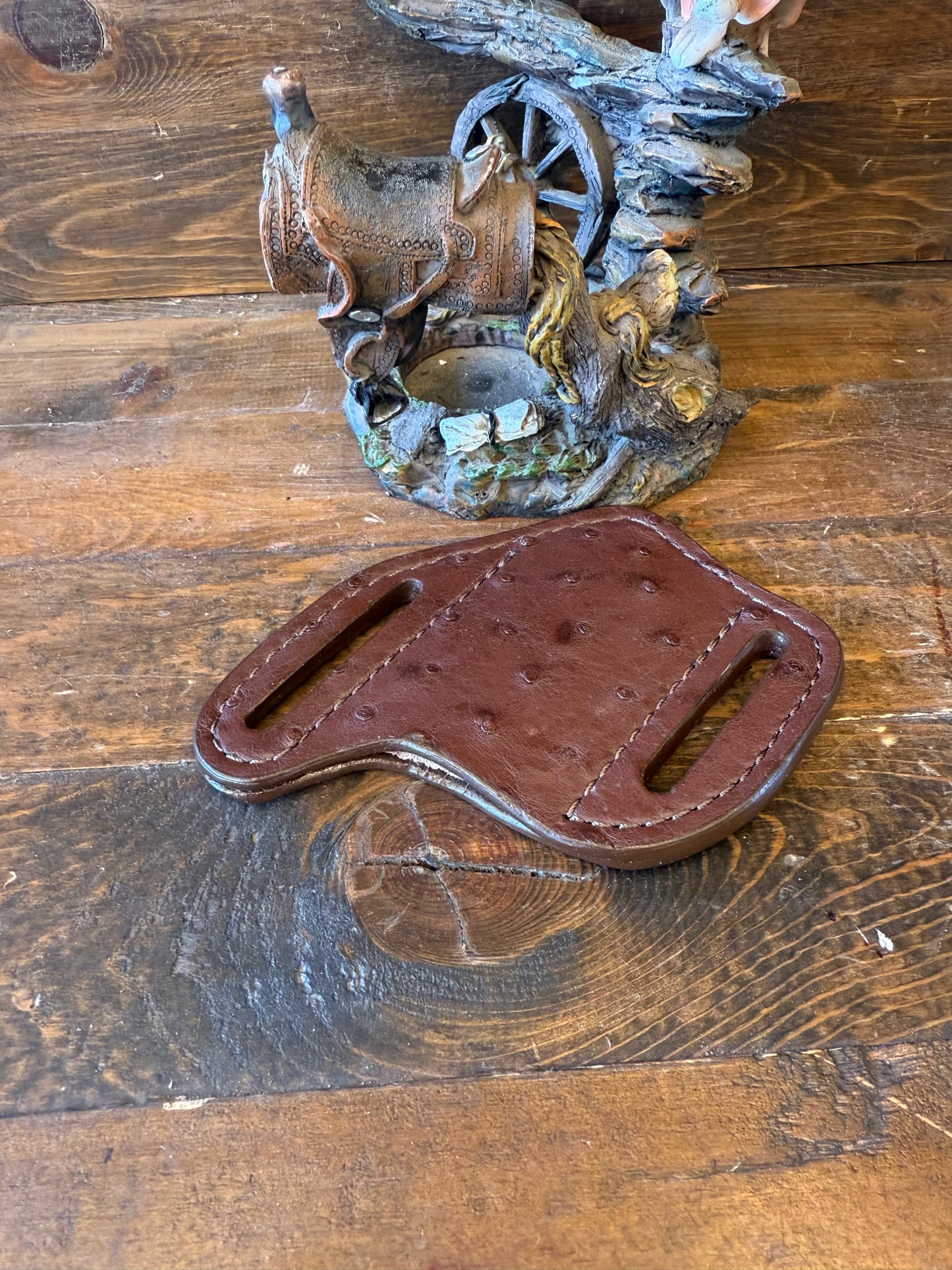 Brown ostrich skin pocket knife sheath