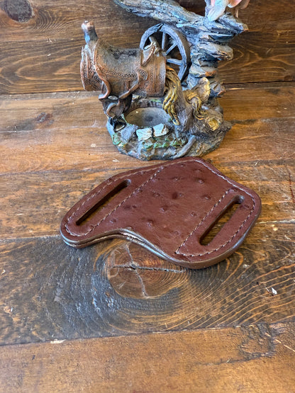 Brown ostrich skin pocket knife sheath