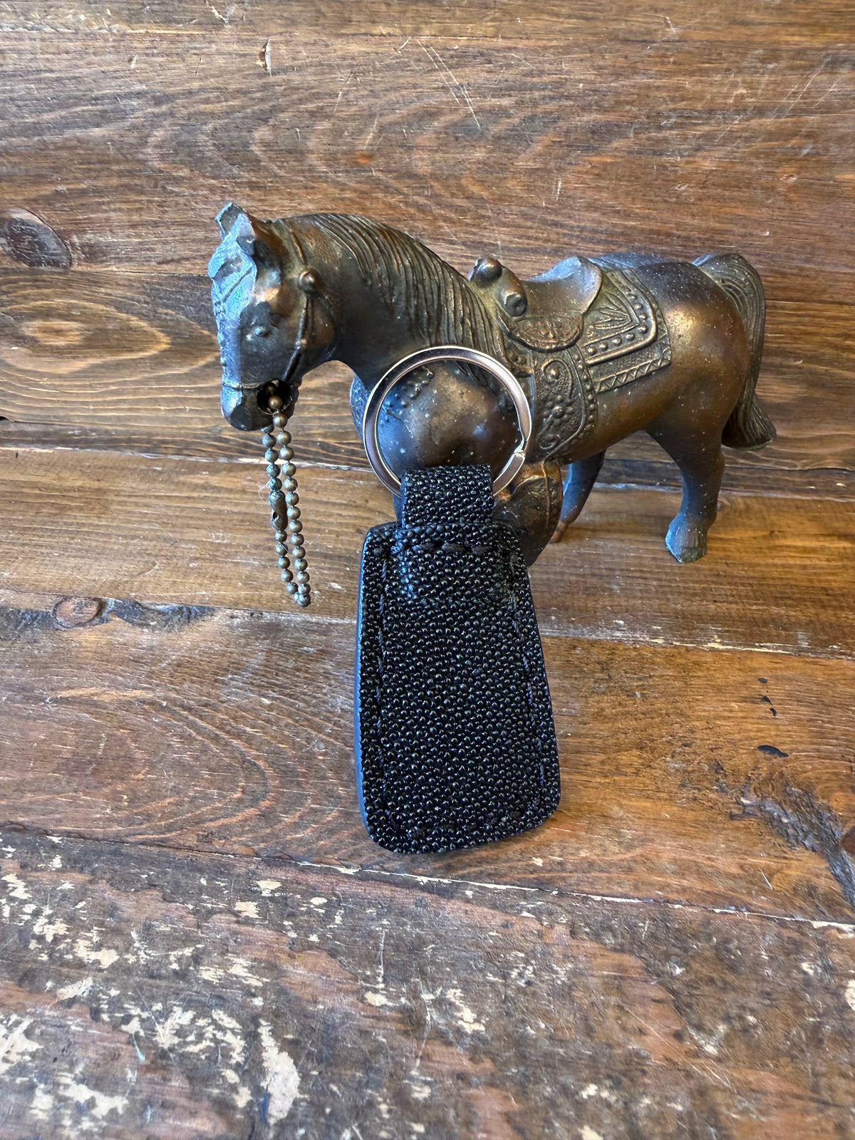 Black Stingray skin double sided keychain