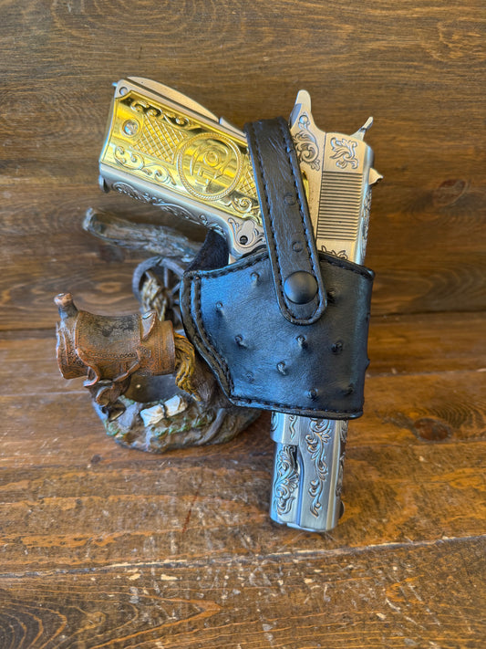 Black ostrich skin compact holster W/belt clip (1911)