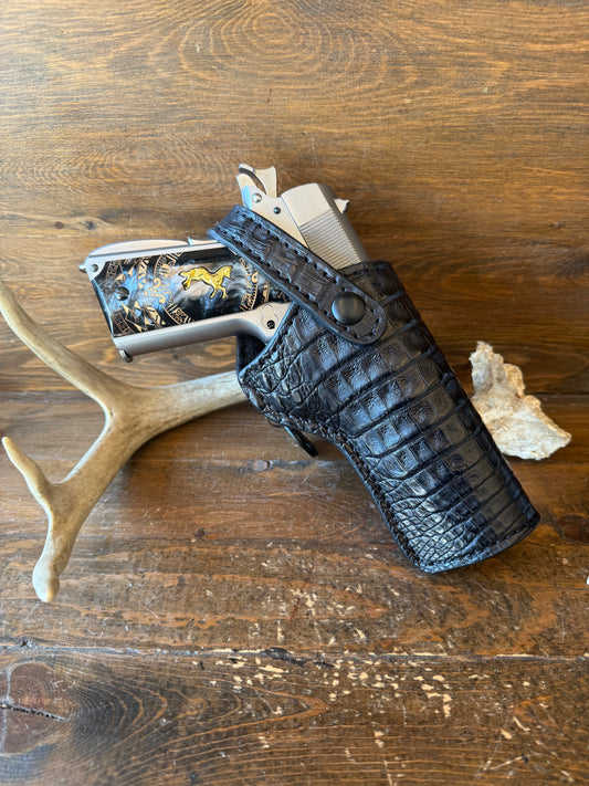 Black crocodile belly full 5” Deluxe holster. (1911)