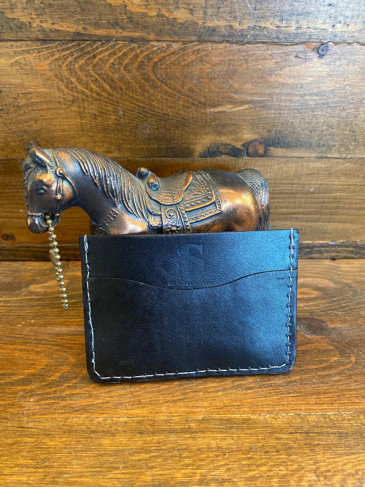 Dark blue ostrich leg cardholder