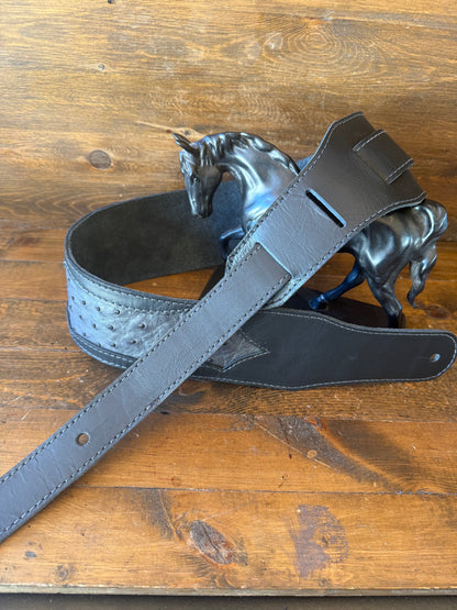Dark gray ostrich skin guitar strap