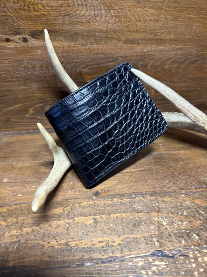 Black Alligator belly skin bifold wallet