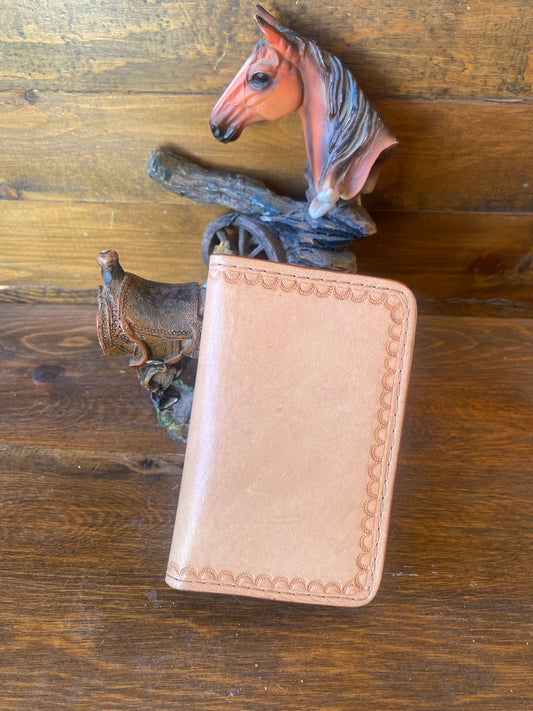 Veg tan stamped compact wallet