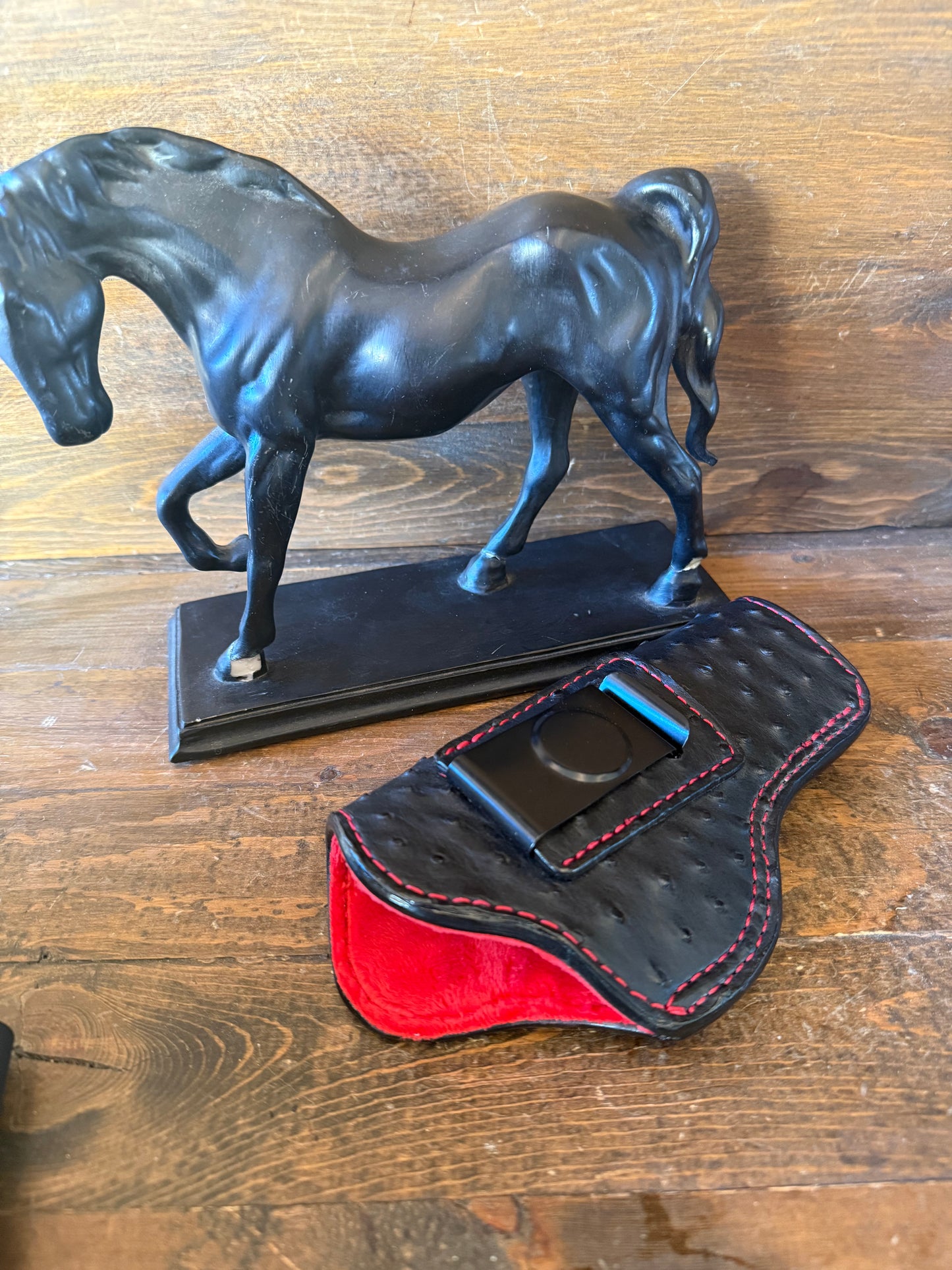 Black/Red ostrich skin IWB holster (1911)