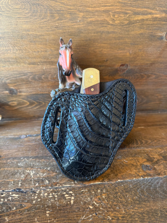 Black Big crocodile belly knife sheath
