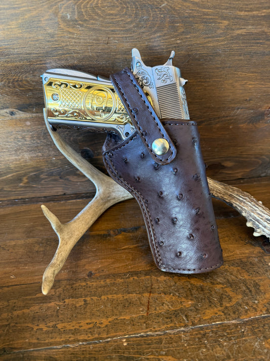 Dark brown ostrich skin full holster 5” (1911)
