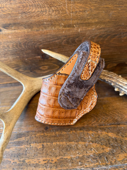 Honey/gold crocodile skin compact holster (1911)