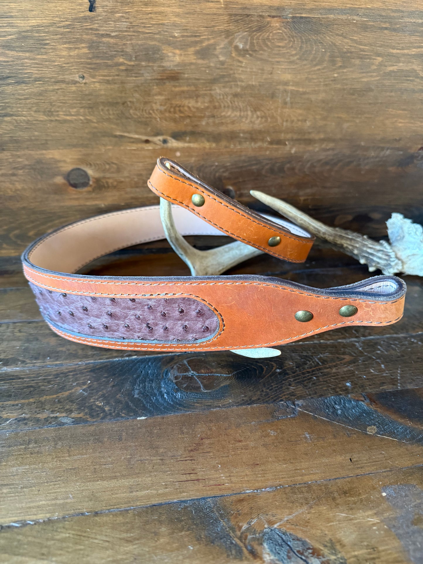 Brown ostrich skin rifle sling