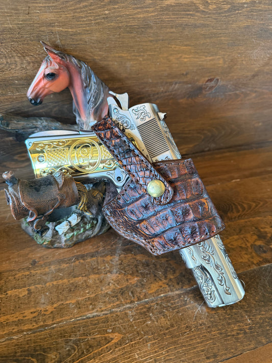 Rustic brown  Crocodile skin compact holster (1911)