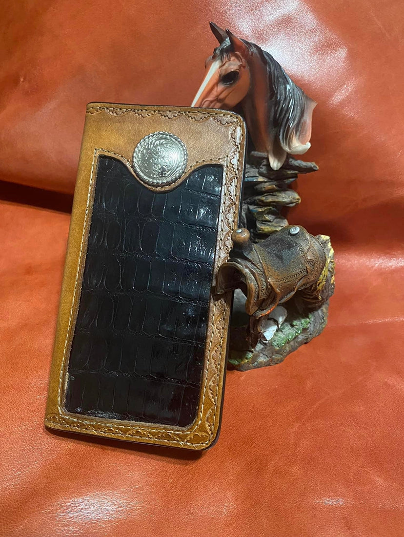 Caiman Rodeo Wallet Caiman western long wallet – Silver Leathers