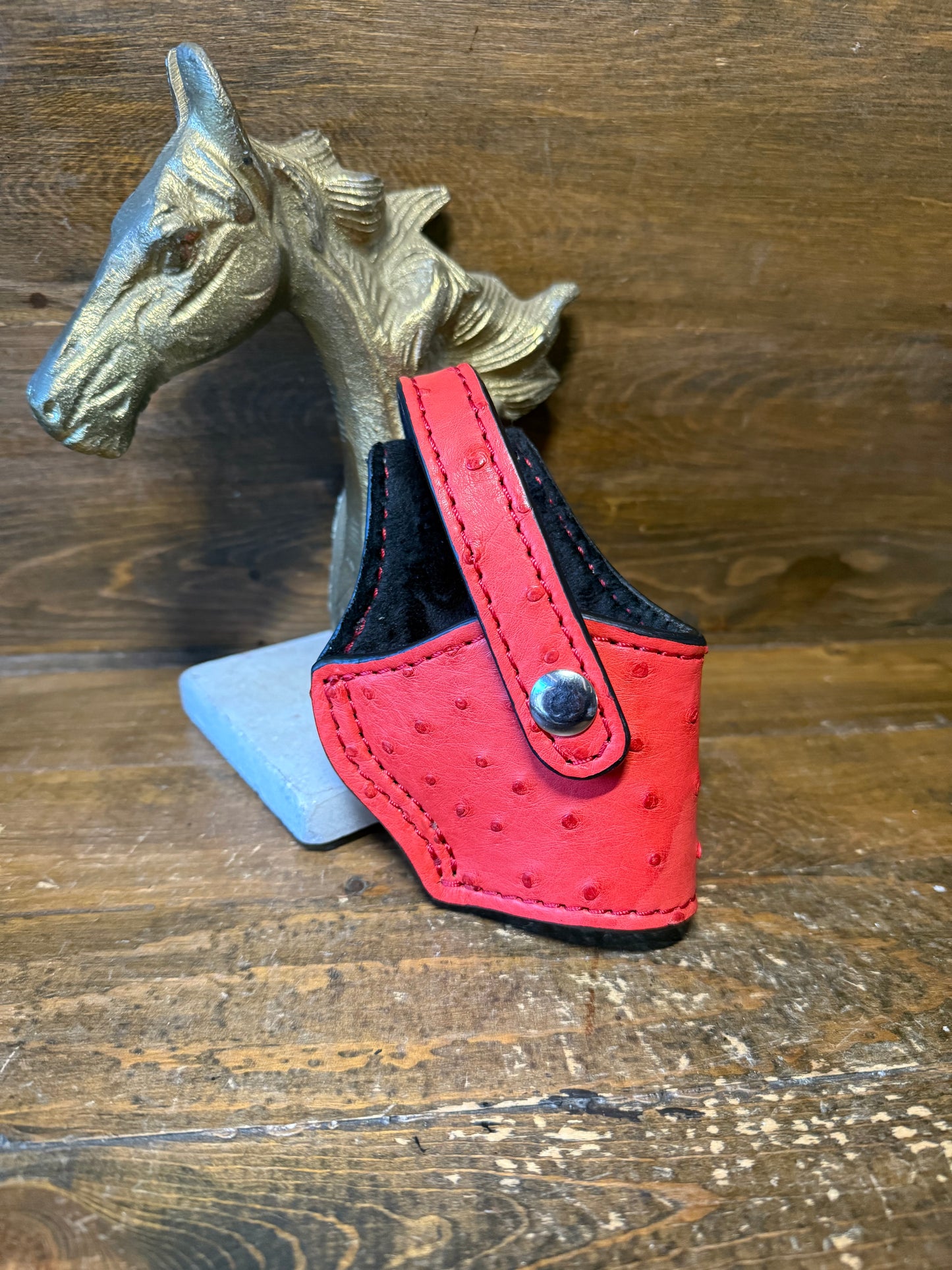 Red/Chrome ostrich skin compact holster. ( 1911) ( High-power )