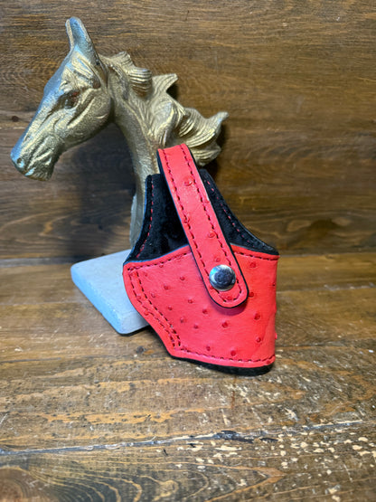 Red/Chrome ostrich skin compact holster. ( 1911) ( High-power )
