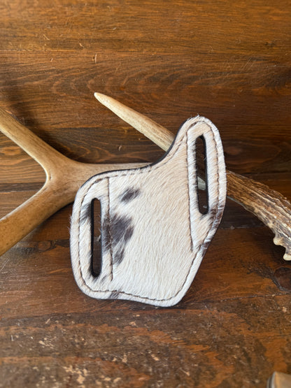 Brown/white. Cowhide knife sheath