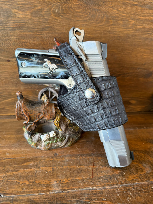 Matte Black/Chrome crocodile compact holster (1911)