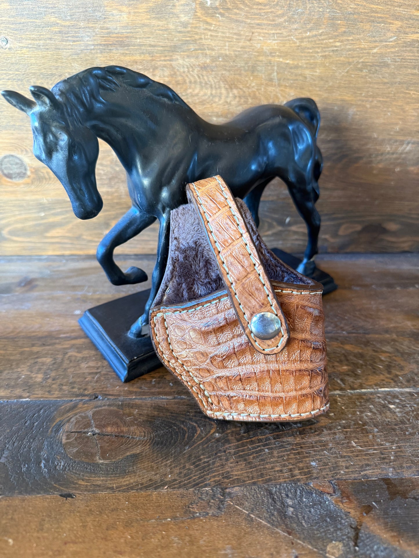 Honey/Chrome crocodile skin compact holster (1911)