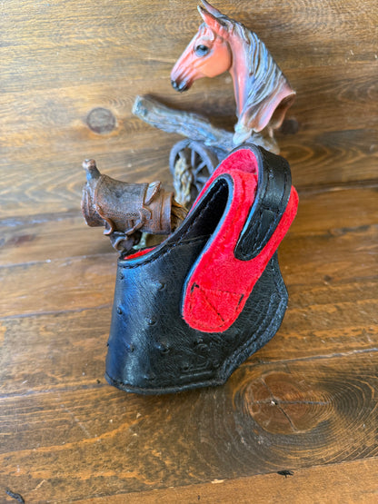 Black/red ostrich skin compact holster (1911)