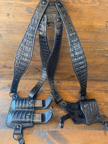 Black crocodile belly luxury shoulders strap Holsters. (1911) 2/mags