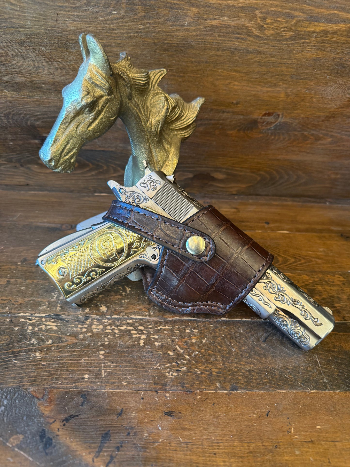 Brown/Gold  alligator belly compact holster (1911)