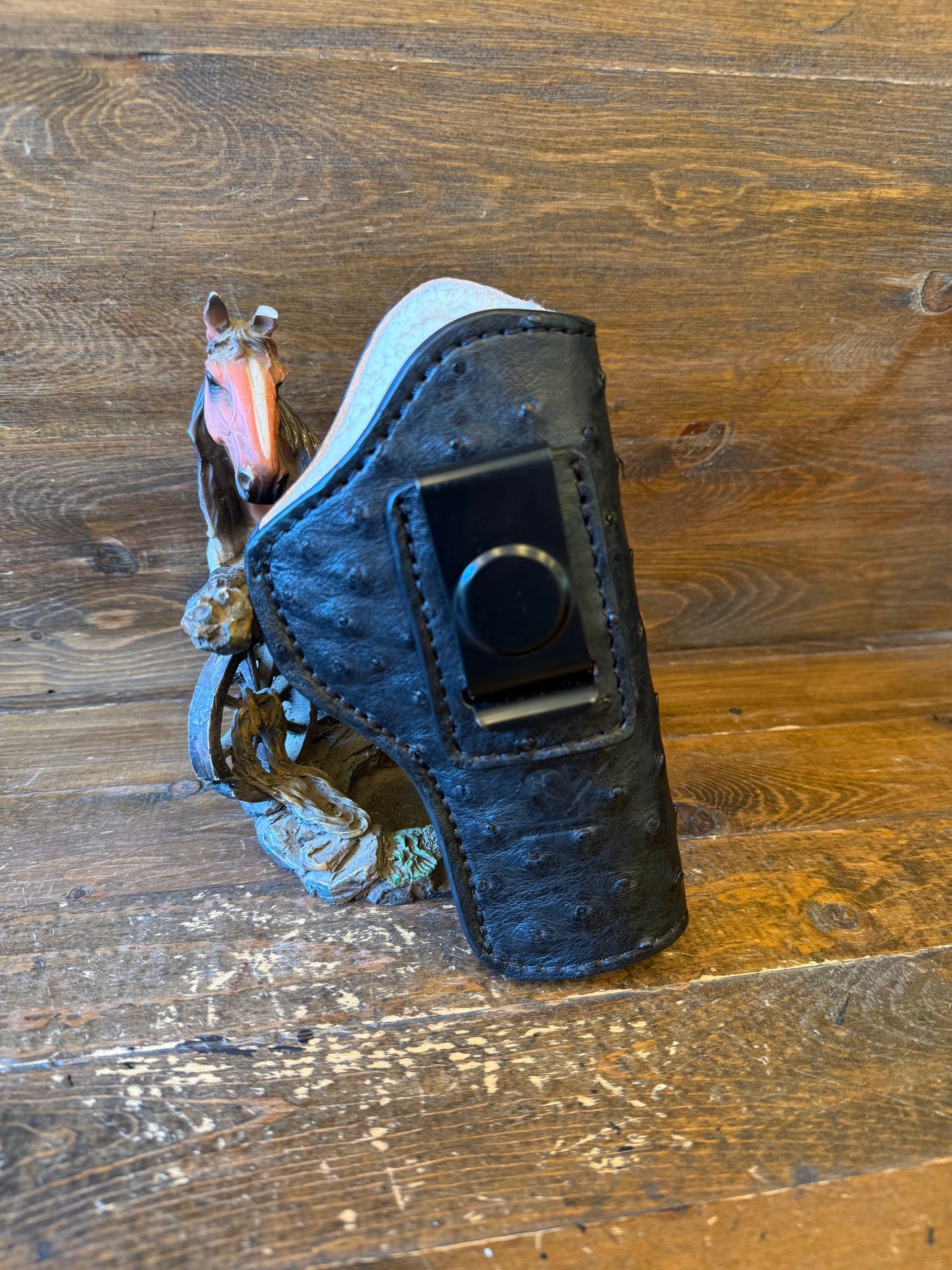 IWB Black ostrich Deluxe holster / Sheep Shearling interior (1911)