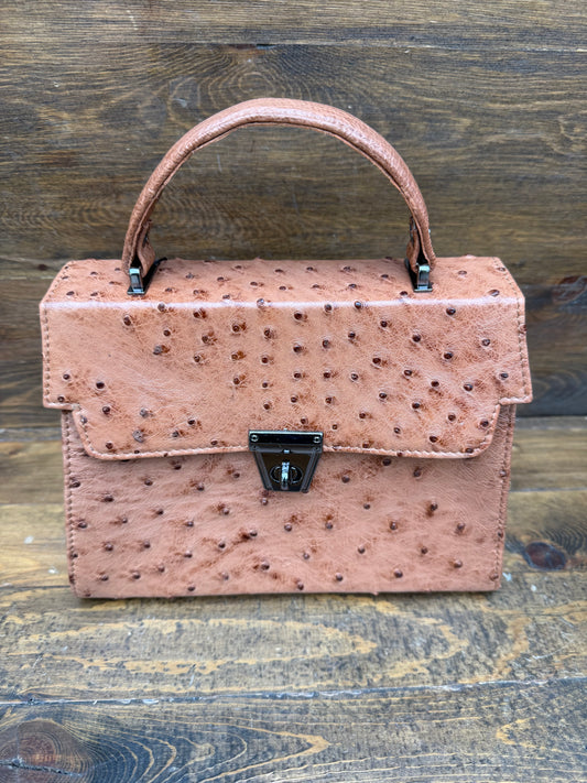 Rustic conac ostrich skin handbag