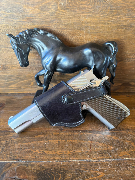 Black veg tan compact holster - LEFT ( 1911 ).