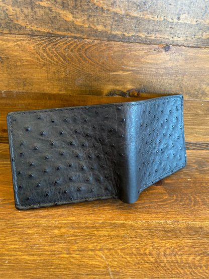 Black ostrich bifold wallet