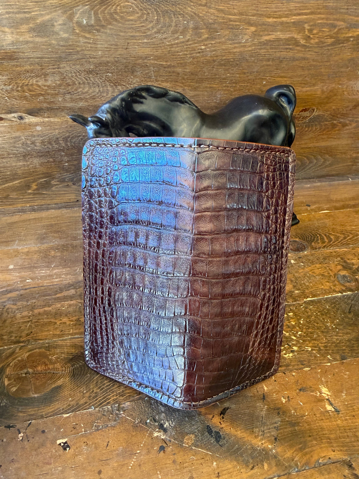 Chocolate Brown Crocodile Belly Deluxe Rodeo wallet in/out