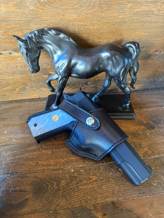 Black/chrome veg tan compact holster (1911)