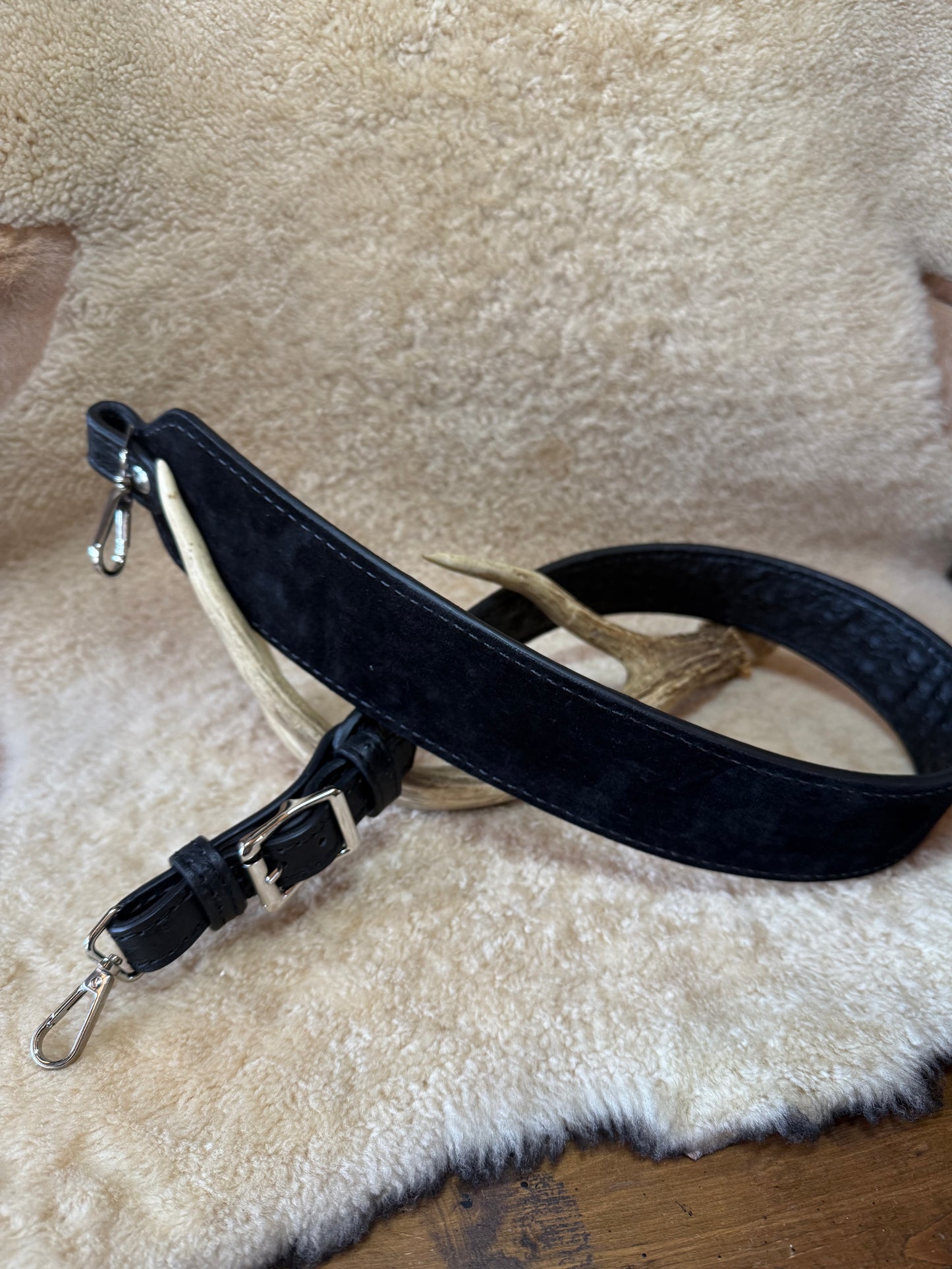 Black/Chrome ostrich skin luxury rifle Sling