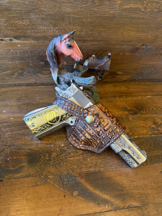 Rustic/Gold Crocodile skin compact holster (1911)